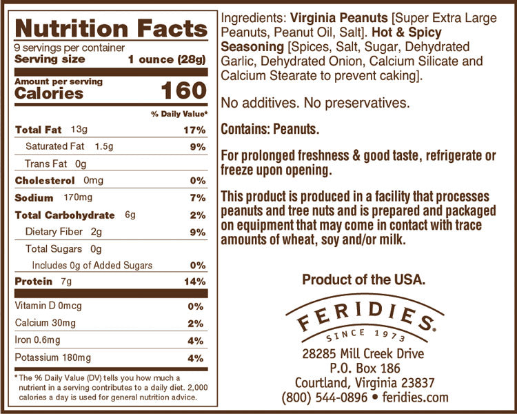 Spicy Peanuts | 9oz Hot & Spicy Virginia Peanuts Tin – FERIDIES