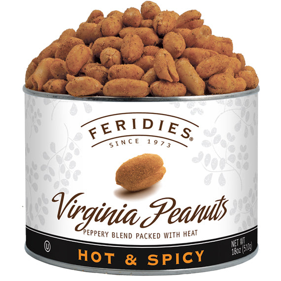 Hot & Spicy Virginia Peanuts | 18oz Tin | FERIDIES